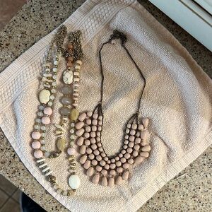 Elegant Pink Beaded Statement Necklace by